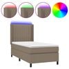 vidaXL Krevet box spring s madracem LED smeđesivi 100x200 cm tkanina