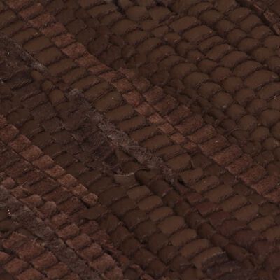 vidaXL Ručno tkani tepih Chindi od kože 160 x 230 cm smeđi
