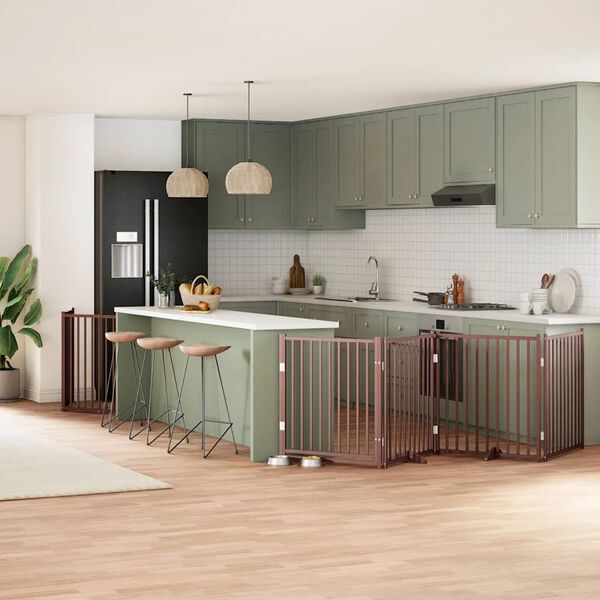 vidaXL Vrata za pse s vrata&scaron;cima 8 panela sklopiva 640 cm drvo topole