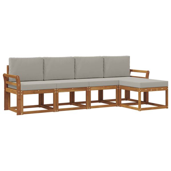 vidaXL Set vanjskih sofa s jastukom 5 pcs Prirodna i svijetlo siva