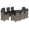 vidaXL 9-dijelni vrtni blagovaonski set sivi od poliratana