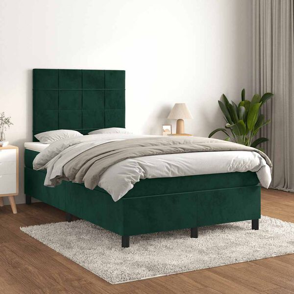 vidaXL Krevet box spring s madracem tamnozeleni 120x190 cm bar&scaron;unasti