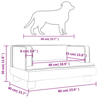 vidaXL Krevet za pse svjetlosivi 60 x 40 x 30 cm baršunasti