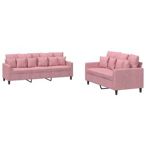 vidaXL 2-dijelni set sofa s jastucima ružičasti bar&scaron;unasti