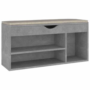 vidaXL Klupa za cipele s jastukom boja betona 104 x 30 x 49 cm drvena