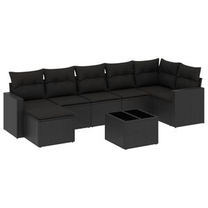 vidaXL 8-dijelni set vrtnih sofa od poliratana s jastucima crni
