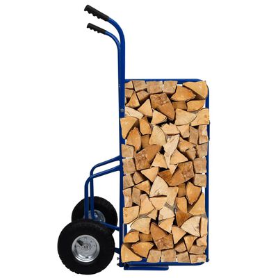 vidaXL Kolica za drva za ogrjev čelična 63x70,5x119,5 cm 120 kg plava