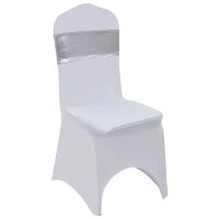 vidaXL 25kom rastezljive trake za stolicu s dijamantnom kopčom srebrne