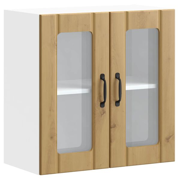 vidaXL Zidni kuhinjski ormarić sa staklenim vratima "Lucca" Artisan hrast, inženjersko drvo