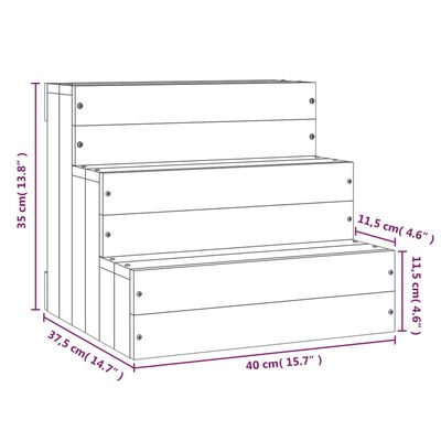 vidaXL Stepenice za kućne ljubimce sive 40 x 37,5 x 35 cm od borovine