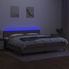vidaXL Krevet box spring s madracem LED smeđesivi 200x200 cm tkanina