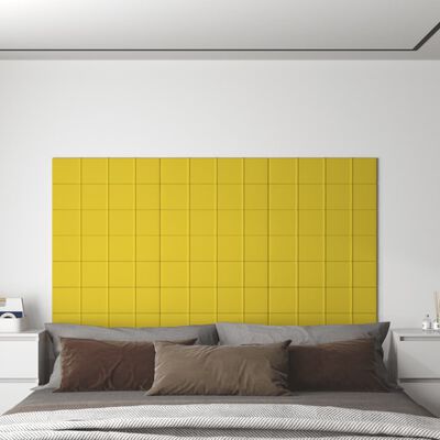 vidaXL Zidne ploče od tkanine 12 kom svjetložute 60x15 cm 1,08 m²