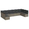 vidaXL 10-dijelni set vrtnih sofa od poliratana s jastucima sivi
