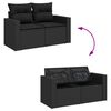 vidaXL 6-dijelni set vrtnih sofa s jastucima crni od poliratana bagrem