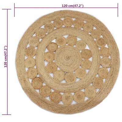 vidaXL Ukrasni pleteni tepih od jute 120 cm okrugli