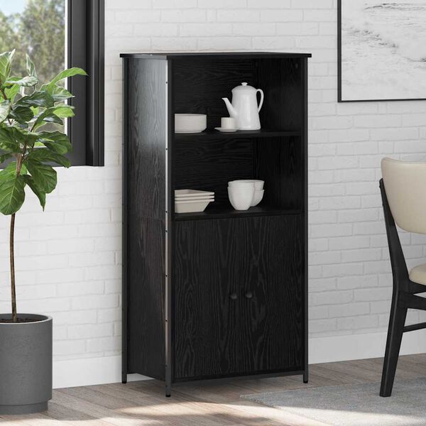 vidaXL Highboard Crni hrast 62 x 36 x 121,5 cm Konstruirano drvo