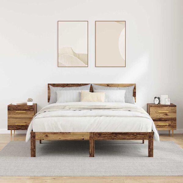 vidaXL Noćni ormar s ladicama 2 pcs Staro drvo 40 x 35 x 47,5 cm