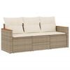 vidaXL 3-dijelni set vrtnih sofa od poliratana s jastucima bež