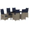vidaXL Set stola i stolica s jastukom 7 pcs Siva PE ratan