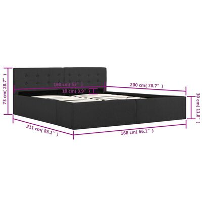 vidaXL Hidraulični okvir za krevet od tkanine tamnosivi 160 x 200 cm