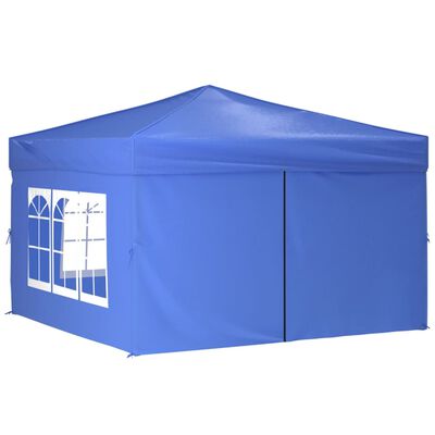vidaXL Sklopivi šator za zabave s bočnim zidovima 3 x 3 m plavi