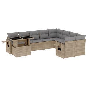vidaXL 10-dijelni set vrtnih sofa s jastucima bež od poliratana