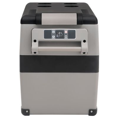 vidaXL Prijenosni hladnjak s ručkom i adapterom crno-sivi 35 L PP i PE