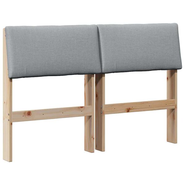 vidaXL Tapecirani uzglavlje Svijetlo siva 120 cm Čvrsto borovo drvo