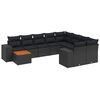vidaXL 10-dijelni set vrtnih sofa s jastucima crni od poliratana