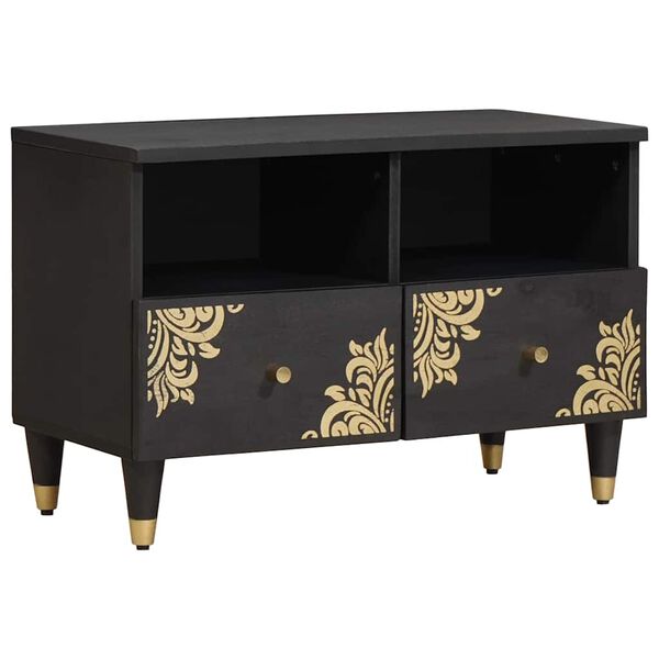 vidaXL TV ormar s ladicama Crna 70 x 33 x 46 cm Čvrsto drvo manga