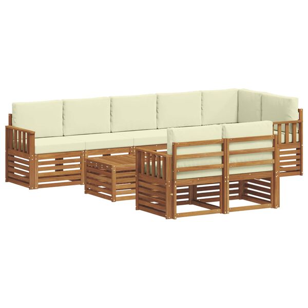 vidaXL Setovi sofa 9 pcs Prirodna i krem Čvrsto drvo akacije
