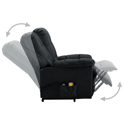 vidaXL Masažna fotelja na podizanje od tkanine tamnosiva