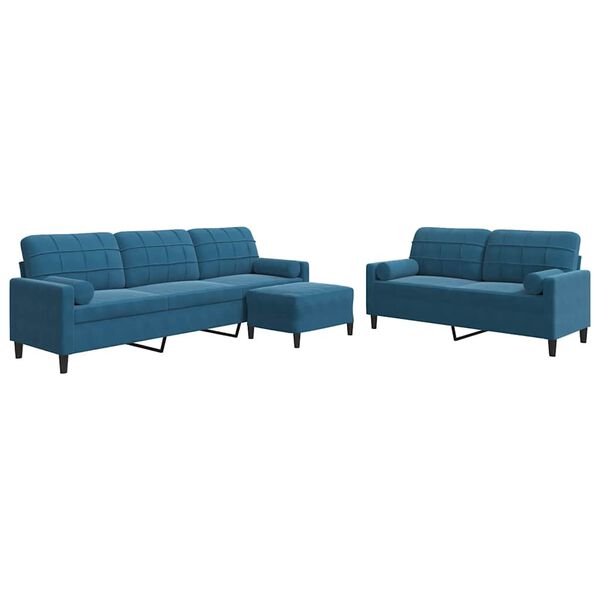 vidaXL 3-dijelni set sofa s jastucima plavi bar&scaron;unasti