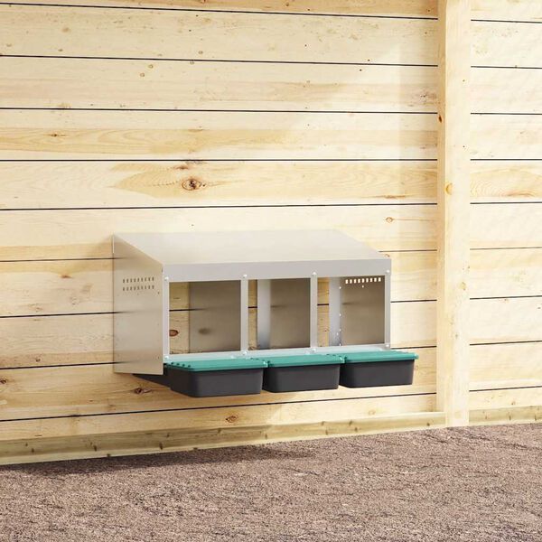 vidaXL Kućica za gnijezdo za koko&scaron;i s 3 odjeljka, za montažu na zid, pocinčani čelik