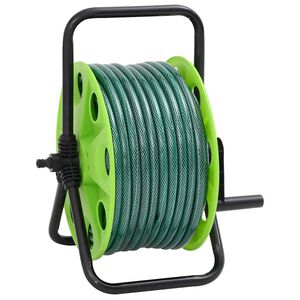 vidaXL Zeleni kolut sa setom za pričvr&scaron;ćivanje crijeva 0,5 " 20 m PVC