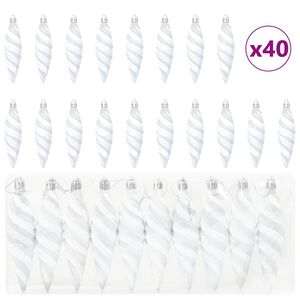 vidaXL Božićna spirala u obliku kugle 40 kom. Bijelo 3 x 11 cm