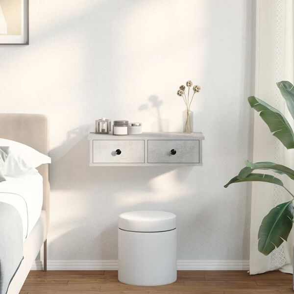 vidaXL Zidna polica s ladicama beton siva 60x28x15cm konstruirano drvo