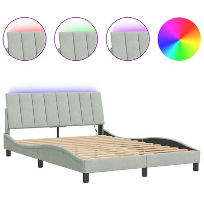 vidaXL Okvir kreveta s LED svjetlima svjetlosivi 120x200 cm baršunasti
