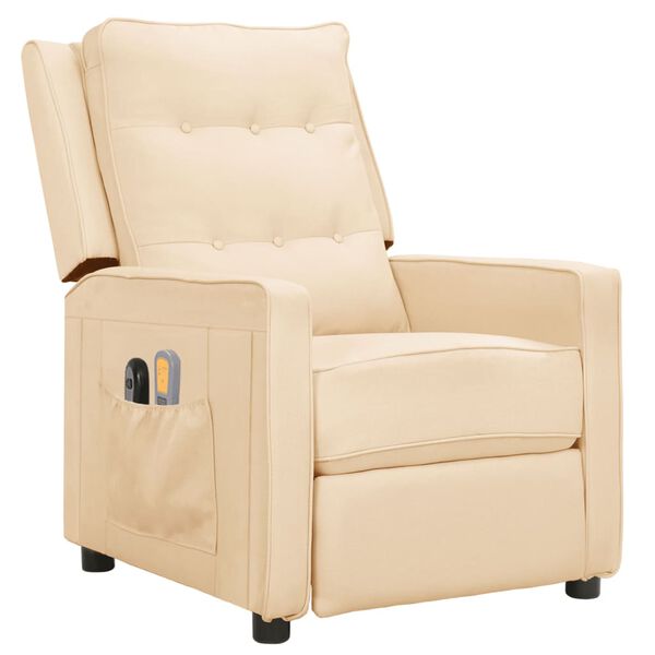 vidaXL Električna masažna fotelja od tkanine krem