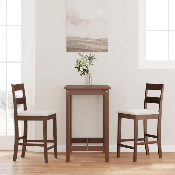 vidaXL Barski stolci s jastucima 2 kom smeđa puna drvena guma