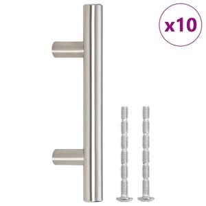 vidaXL Ručke za ormarić 10 kom srebrne razmak između rupa 64 mm ukupna duljina 100 mm od nehrđajućeg čelika