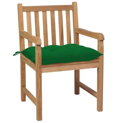 vidaXL Vrtne stolice sa zelenim jastucima 6 kom od masivne tikovine