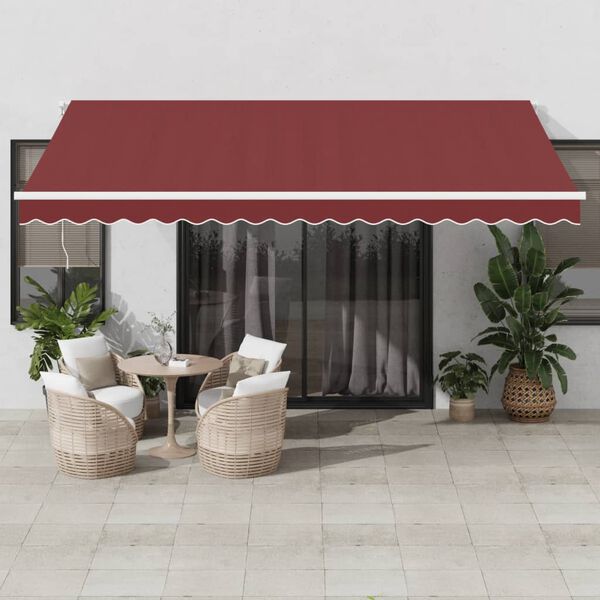 vidaXL Tenda na ručno uvlačenje s LED bordo 450 x 350 cm