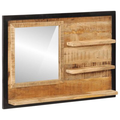vidaXL Ogledalo s policama 80x8x55 cm od stakla i masivnog drva manga