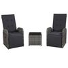 vidaXL 3-dijelni bistro set od poliratana s jastucima sivi