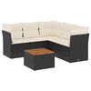 vidaXL 6-dijelni set vrtnih sofa s jastucima crni od poliratana