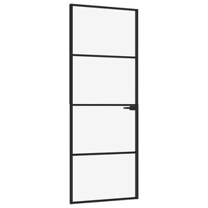 vidaXL Sobna vrata crna 76 x 201,5 cm kaljeno staklo i aluminij tanka