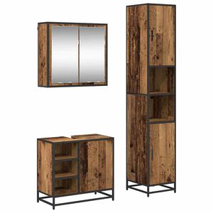 vidaXL Set namje&scaron;taja za kupaonicu 3 kom. Staro drvo 65 x 33 x 60 cm