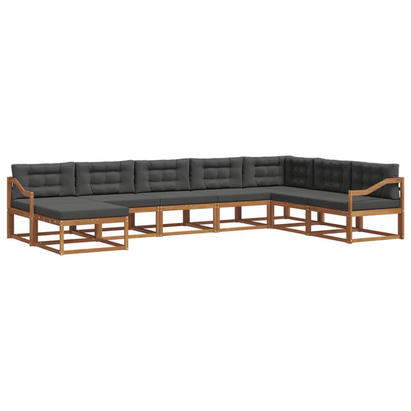vidaXL Set vanjskih sofa s jastukom 8 pcs Prirodna i antracit