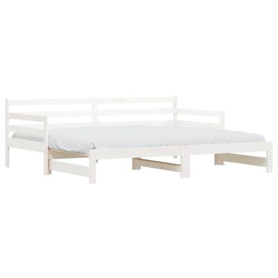 vidaXL Dnevni krevet na razvlačenje bijeli 90x200 cm masivna borovina